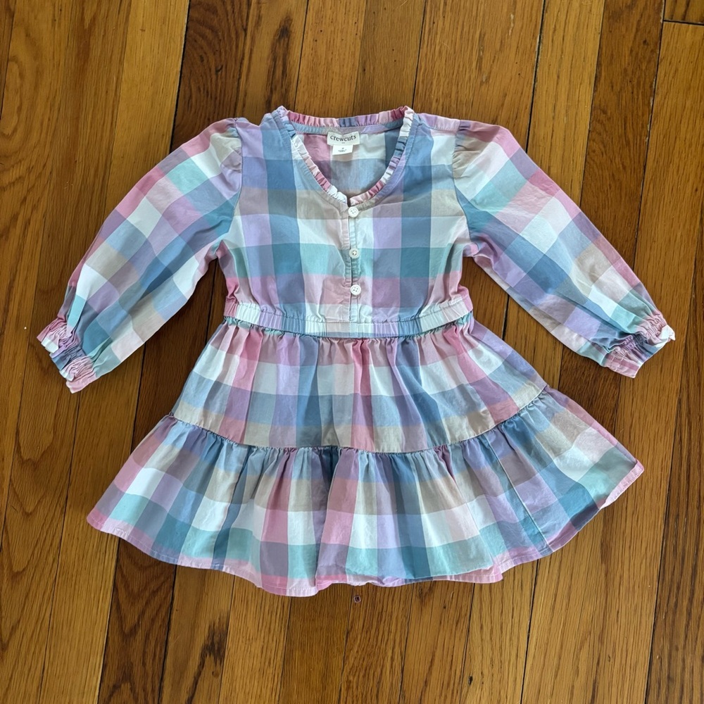 Crewcuts Multicolor Plaid Button-Up Dress Size 2 and Headband